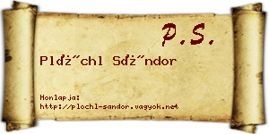 Plöchl Sándor névjegykártya